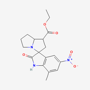 molecular formula C18H21N3O5 B4329442 ethyl 7-methyl-5-nitro-2-oxo-1,1',2,2',5',6',7',7a'-octahydrospiro[indole-3,3'-pyrrolizine]-1'-carboxylate 