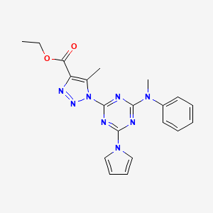 molecular formula C20H20N8O2 B4329457 ethyl 5-methyl-1-[4-[methyl(phenyl)amino]-6-(1H-pyrrol-1-yl)-1,3,5-triazin-2-yl]-1H-1,2,3-triazole-4-carboxylate 