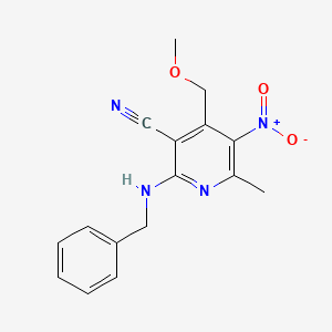 molecular formula C16H16N4O3 B4329510 2-(benzylamino)-4-(methoxymethyl)-6-methyl-5-nitronicotinonitrile 