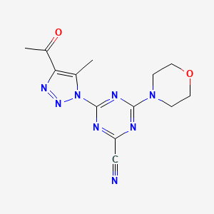 molecular formula C13H14N8O2 B4329546 4-(4-acetyl-5-methyl-1H-1,2,3-triazol-1-yl)-6-morpholin-4-yl-1,3,5-triazine-2-carbonitrile 