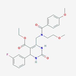ethyl 4-(3-fluorophenyl)-6-{[(4-methoxybenzoyl)(2-methoxyethyl)amino]methyl}-2-oxo-1,2,3,4-tetrahydropyrimidine-5-carboxylate