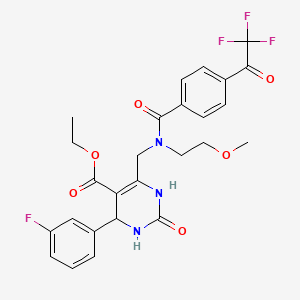 molecular formula C26H25F4N3O6 B4329556 ethyl 4-(3-fluorophenyl)-6-({(2-methoxyethyl)[4-(trifluoroacetyl)benzoyl]amino}methyl)-2-oxo-1,2,3,4-tetrahydropyrimidine-5-carboxylate 