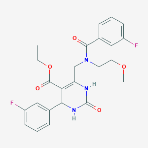 molecular formula C24H25F2N3O5 B4329562 ethyl 6-{[(3-fluorobenzoyl)(2-methoxyethyl)amino]methyl}-4-(3-fluorophenyl)-2-oxo-1,2,3,4-tetrahydropyrimidine-5-carboxylate 