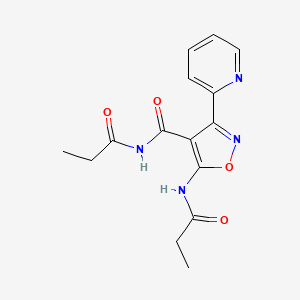 molecular formula C15H16N4O4 B4329576 N-propionyl-5-(propionylamino)-3-pyridin-2-ylisoxazole-4-carboxamide 