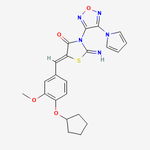 molecular formula C22H21N5O4S B4329599 5-[4-(cyclopentyloxy)-3-methoxybenzylidene]-2-imino-3-[4-(1H-pyrrol-1-yl)-1,2,5-oxadiazol-3-yl]-1,3-thiazolidin-4-one 