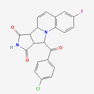 molecular formula C21H14ClFN2O3 B4329629 10-(4-chlorobenzoyl)-3-fluoro-9a,10-dihydro-6aH-pyrrolo[3',4':3,4]pyrrolo[1,2-a]quinoline-7,9(6bH,8H)-dione 