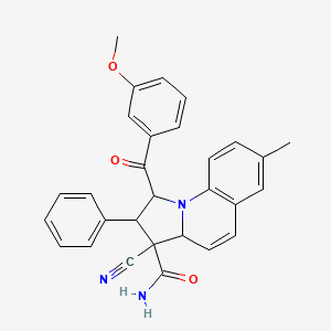 molecular formula C29H25N3O3 B4329639 3-cyano-1-(3-methoxybenzoyl)-7-methyl-2-phenyl-1,2,3,3a-tetrahydropyrrolo[1,2-a]quinoline-3-carboxamide 