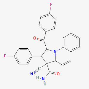 molecular formula C27H19F2N3O2 B4329643 3-cyano-1-(4-fluorobenzoyl)-2-(4-fluorophenyl)-1,2,3,3a-tetrahydropyrrolo[1,2-a]quinoline-3-carboxamide 