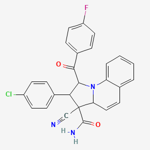 molecular formula C27H19ClFN3O2 B4329644 2-(4-chlorophenyl)-3-cyano-1-(4-fluorobenzoyl)-1,2,3,3a-tetrahydropyrrolo[1,2-a]quinoline-3-carboxamide 