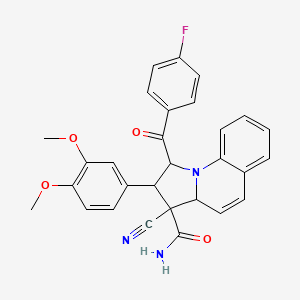molecular formula C29H24FN3O4 B4329652 3-cyano-2-(3,4-dimethoxyphenyl)-1-(4-fluorobenzoyl)-1,2,3,3a-tetrahydropyrrolo[1,2-a]quinoline-3-carboxamide 