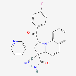 3-cyano-1-(4-fluorobenzoyl)-2-pyridin-3-yl-1,2,3,3a-tetrahydropyrrolo[1,2-a]quinoline-3-carboxamide