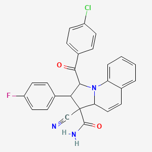 molecular formula C27H19ClFN3O2 B4329661 1-(4-chlorobenzoyl)-3-cyano-2-(4-fluorophenyl)-1,2,3,3a-tetrahydropyrrolo[1,2-a]quinoline-3-carboxamide 