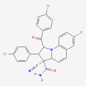molecular formula C27H18Cl2FN3O2 B4329668 1-(4-chlorobenzoyl)-2-(4-chlorophenyl)-3-cyano-7-fluoro-1,2,3,3a-tetrahydropyrrolo[1,2-a]quinoline-3-carboxamide 