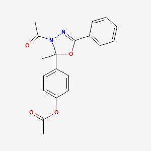 molecular formula C19H18N2O4 B4329683 4-(3-acetyl-2-methyl-5-phenyl-2,3-dihydro-1,3,4-oxadiazol-2-yl)phenyl acetate 