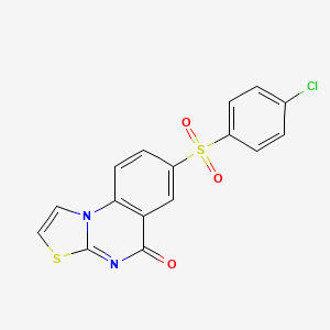 molecular formula C16H9ClN2O3S2 B4329686 7-[(4-chlorophenyl)sulfonyl]-5H-[1,3]thiazolo[3,2-a]quinazolin-5-one 