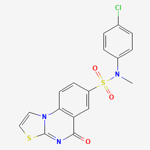 molecular formula C17H12ClN3O3S2 B4329712 N-(4-chlorophenyl)-N-methyl-5-oxo-5H-[1,3]thiazolo[3,2-a]quinazoline-7-sulfonamide 