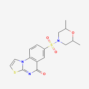 molecular formula C16H17N3O4S2 B4329719 7-[(2,6-dimethylmorpholin-4-yl)sulfonyl]-5H-[1,3]thiazolo[3,2-a]quinazolin-5-one 