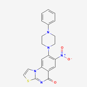 molecular formula C20H17N5O3S B4329727 7-nitro-8-(4-phenylpiperazin-1-yl)-5H-[1,3]thiazolo[3,2-a]quinazolin-5-one 