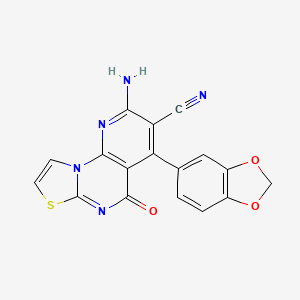 molecular formula C17H9N5O3S B4329769 2-amino-4-(1,3-benzodioxol-5-yl)-5-oxo-5H-pyrido[3,2-e][1,3]thiazolo[3,2-a]pyrimidine-3-carbonitrile 