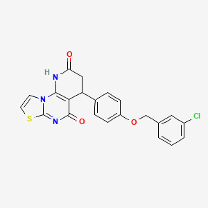 molecular formula C22H16ClN3O3S B4329807 4-{4-[(3-chlorobenzyl)oxy]phenyl}-3,4-dihydro-2H-pyrido[3,2-e][1,3]thiazolo[3,2-a]pyrimidine-2,5(1H)-dione 