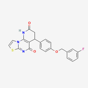molecular formula C22H16FN3O3S B4329814 4-{4-[(3-fluorobenzyl)oxy]phenyl}-3,4-dihydro-2H-pyrido[3,2-e][1,3]thiazolo[3,2-a]pyrimidine-2,5(1H)-dione 