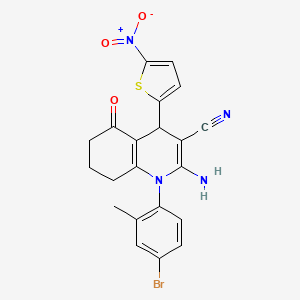 molecular formula C21H17BrN4O3S B4329829 2-amino-1-(4-bromo-2-methylphenyl)-4-(5-nitro-2-thienyl)-5-oxo-1,4,5,6,7,8-hexahydroquinoline-3-carbonitrile 