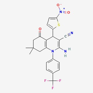 molecular formula C23H19F3N4O3S B4329836 2-amino-7,7-dimethyl-4-(5-nitro-2-thienyl)-5-oxo-1-[4-(trifluoromethyl)phenyl]-1,4,5,6,7,8-hexahydroquinoline-3-carbonitrile 