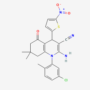 molecular formula C23H21ClN4O3S B4329838 2-amino-1-(5-chloro-2-methylphenyl)-7,7-dimethyl-4-(5-nitro-2-thienyl)-5-oxo-1,4,5,6,7,8-hexahydroquinoline-3-carbonitrile 