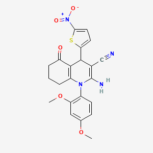 molecular formula C22H20N4O5S B4329856 2-amino-1-(2,4-dimethoxyphenyl)-4-(5-nitro-2-thienyl)-5-oxo-1,4,5,6,7,8-hexahydroquinoline-3-carbonitrile 
