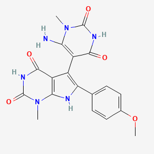 molecular formula C19H18N6O5 B4329864 5-(6-amino-1-methyl-2,4-dioxo-1,2,3,4-tetrahydropyrimidin-5-yl)-6-(4-methoxyphenyl)-1-methyl-1H-pyrrolo[2,3-d]pyrimidine-2,4(3H,7H)-dione 
