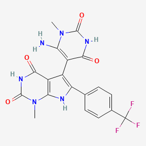 molecular formula C19H15F3N6O4 B4329872 5-(6-amino-1-methyl-2,4-dioxo-1,2,3,4-tetrahydropyrimidin-5-yl)-1-methyl-6-[4-(trifluoromethyl)phenyl]-1H-pyrrolo[2,3-d]pyrimidine-2,4(3H,7H)-dione 
