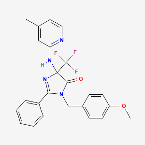 molecular formula C24H21F3N4O2 B4329907 3-(4-methoxybenzyl)-5-[(4-methylpyridin-2-yl)amino]-2-phenyl-5-(trifluoromethyl)-3,5-dihydro-4H-imidazol-4-one 