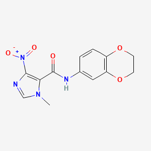 molecular formula C13H12N4O5 B4329945 N-(2,3-dihydro-1,4-benzodioxin-6-yl)-1-methyl-4-nitro-1H-imidazole-5-carboxamide 