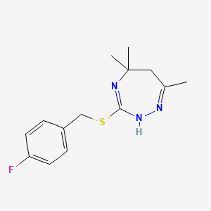 molecular formula C14H18FN3S B4329950 3-[(4-fluorobenzyl)thio]-5,5,7-trimethyl-5,6-dihydro-2H-1,2,4-triazepine 