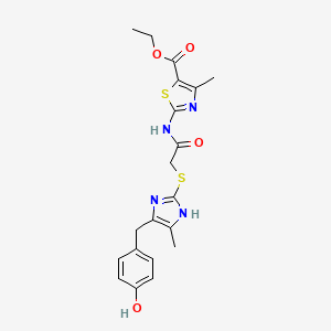 molecular formula C20H22N4O4S2 B4329955 ethyl 2-[({[5-(4-hydroxybenzyl)-4-methyl-1H-imidazol-2-yl]thio}acetyl)amino]-4-methyl-1,3-thiazole-5-carboxylate 