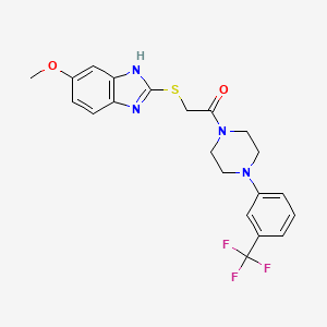 molecular formula C21H21F3N4O2S B4329957 6-methoxy-2-[(2-oxo-2-{4-[3-(trifluoromethyl)phenyl]piperazin-1-yl}ethyl)thio]-1H-benzimidazole 