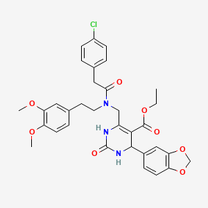 molecular formula C33H34ClN3O8 B4329976 ethyl 4-(1,3-benzodioxol-5-yl)-6-({[(4-chlorophenyl)acetyl][2-(3,4-dimethoxyphenyl)ethyl]amino}methyl)-2-oxo-1,2,3,4-tetrahydropyrimidine-5-carboxylate 