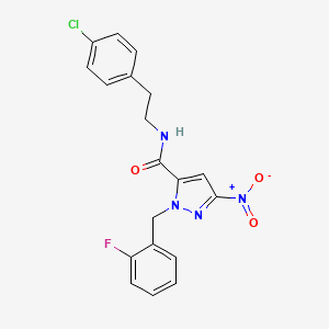 molecular formula C19H16ClFN4O3 B4329995 N-[2-(4-chlorophenyl)ethyl]-1-(2-fluorobenzyl)-3-nitro-1H-pyrazole-5-carboxamide 