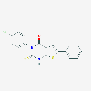 molecular formula C18H11ClN2OS2 B433001 3-(4-chlorophenyl)-6-phenyl-2-thioxo-2,3-dihydrothieno[2,3-d]pyrimidin-4(1H)-one CAS No. 371213-18-2