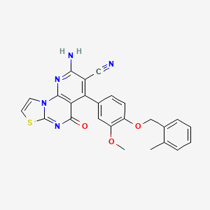 molecular formula C25H19N5O3S B4330040 2-amino-4-{3-methoxy-4-[(2-methylbenzyl)oxy]phenyl}-5-oxo-5H-pyrido[3,2-e][1,3]thiazolo[3,2-a]pyrimidine-3-carbonitrile 
