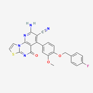 molecular formula C24H16FN5O3S B4330044 2-amino-4-{4-[(4-fluorobenzyl)oxy]-3-methoxyphenyl}-5-oxo-5H-pyrido[3,2-e][1,3]thiazolo[3,2-a]pyrimidine-3-carbonitrile 