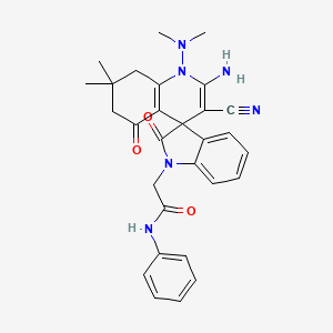 2-[2'-amino-3'-cyano-1'-(dimethylamino)-7',7'-dimethyl-2,5'-dioxo-5',6',7',8'-tetrahydro-1'H-spiro[indole-3,4'-quinolin]-1(2H)-yl]-N-phenylacetamide