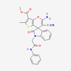 methyl 5'-amino-1-(2-anilino-2-oxoethyl)-6'-cyano-2'-methyl-2-oxo-1,2-dihydrospiro[indole-3,7'-thieno[3,2-b]pyran]-3'-carboxylate
