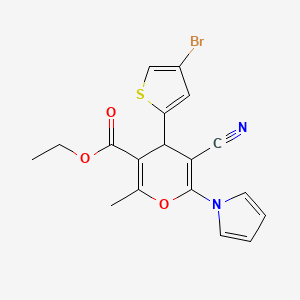 molecular formula C18H15BrN2O3S B4330075 ethyl 4-(4-bromo-2-thienyl)-5-cyano-2-methyl-6-(1H-pyrrol-1-yl)-4H-pyran-3-carboxylate 