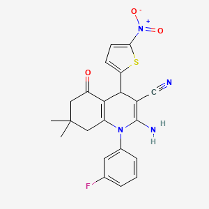 molecular formula C22H19FN4O3S B4330105 2-amino-1-(3-fluorophenyl)-7,7-dimethyl-4-(5-nitro-2-thienyl)-5-oxo-1,4,5,6,7,8-hexahydroquinoline-3-carbonitrile 