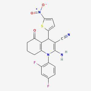 molecular formula C20H14F2N4O3S B4330108 2-amino-1-(2,4-difluorophenyl)-4-(5-nitro-2-thienyl)-5-oxo-1,4,5,6,7,8-hexahydroquinoline-3-carbonitrile 