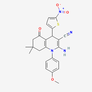 molecular formula C23H22N4O4S B4330125 2-amino-1-(4-methoxyphenyl)-7,7-dimethyl-4-(5-nitro-2-thienyl)-5-oxo-1,4,5,6,7,8-hexahydroquinoline-3-carbonitrile 