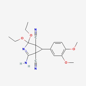 molecular formula C19H22N4O4 B4330203 2-amino-6-(3,4-dimethoxyphenyl)-4,4-diethoxy-3-azabicyclo[3.1.0]hex-2-ene-1,5-dicarbonitrile 