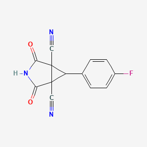 molecular formula C13H6FN3O2 B4330220 6-(4-fluorophenyl)-2,4-dioxo-3-azabicyclo[3.1.0]hexane-1,5-dicarbonitrile 