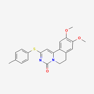 molecular formula C21H20N2O3S B4330258 9,10-dimethoxy-2-[(4-methylphenyl)thio]-6,7-dihydro-4H-pyrimido[6,1-a]isoquinolin-4-one 